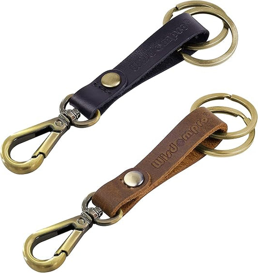 2 Pcs Genuine Leather Keychain