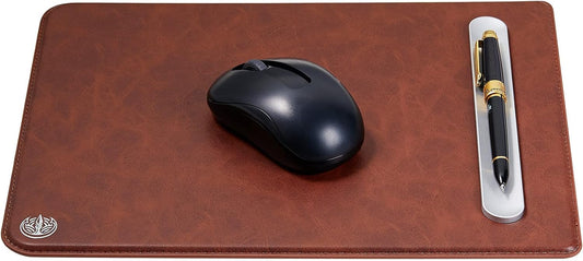 Luxurious Leather Mouse Pad with Aluminum Pen Slot